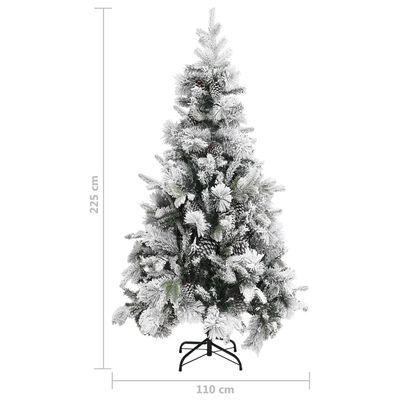 vidaXL Brad de Crăciun cu zăpadă & conuri, 225 cm, PVC&PE
