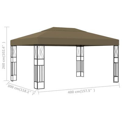 vidaXL Pavilion, gri taupe, 3 x 4 m, material textil