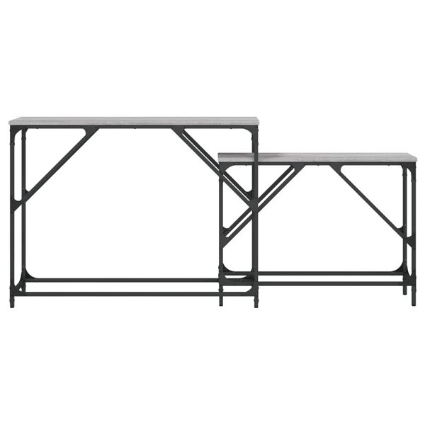 vidaXL Mese console suprapuse, 2 buc, gri sonoma, lemn prelucrat