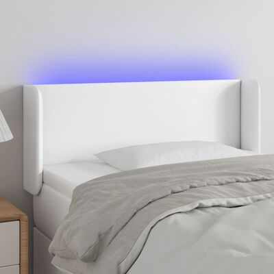 vidaXL Tăblie de pat cu LED, alb, 83x16x78/88 cm, piele ecologică