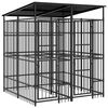 vidaXL Padoc pentru c&acirc;ini de exterior cu acoperiș, 3,69 m&sup2;, oțel