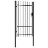 vidaXL Poartă de gard BOXTEL cu ușă simplă și v&acirc;rf cu țepi, oțel, 1x1,75 m, negru