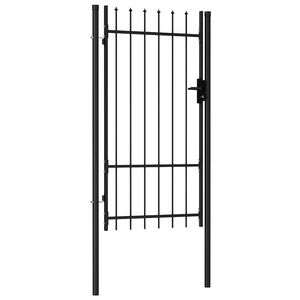 vidaXL Poartă de gard BOXTEL cu ușă simplă și v&acirc;rf cu țepi, oțel, 1x1,75 m, negru