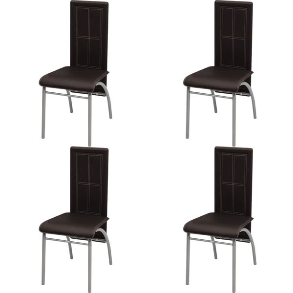 vidaXL Scaune de bucătărie, 4 buc. maro, piele ecologică