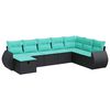vidaXL Set mobilier de grădină cu perne, 8 piese, negru, poliratan