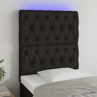 vidaXL Tăblie de pat cu LED, negru, 80x7x118/128 cm, textil