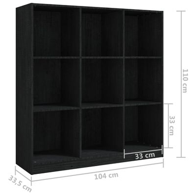 vidaXL Bibliotecă/Separator cameră negru 104x33,5x110cm lemn masiv pin