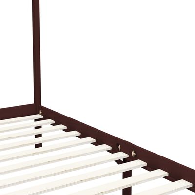vidaXL Cadru pat cu baldachin maro închis 100x200 cm lemn masiv pin