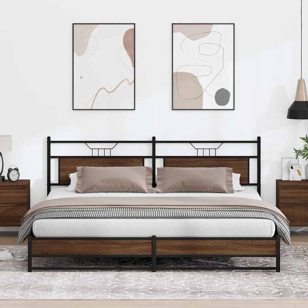 vidaXL Cadru de pat metalic fără saltea, stejar maro, 193x201 cm