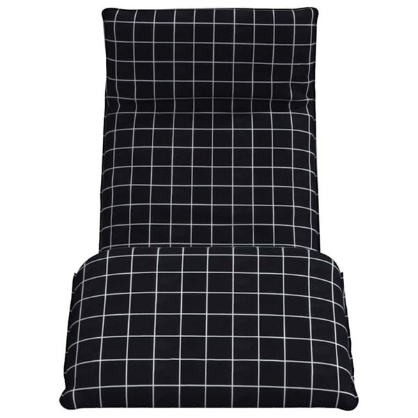 vidaXL Șezlong pliabil, model &icirc;n carouri negru, 175x54x8,5 cm