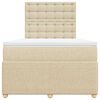 vidaXL Pat box spring cu saltea, crem, 120x200 cm, textil