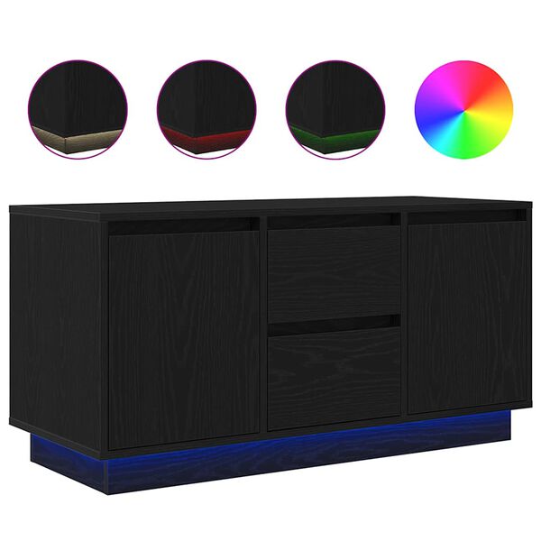 vidaXL Dulap TV cu lumini LED Stejar negru 100x41x50 cm