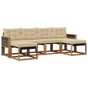 vidaXL Set de canapele de exterior cu pernă 6 pcs Natural și Bej