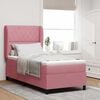 vidaXL Pat cu arcuri cu saltea cu headboard Roz 190 x 90 cm Poliester