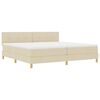 vidaXL Pat cu arcuri cu pernă cu headboard Crem 200 x 200 cm țesătură