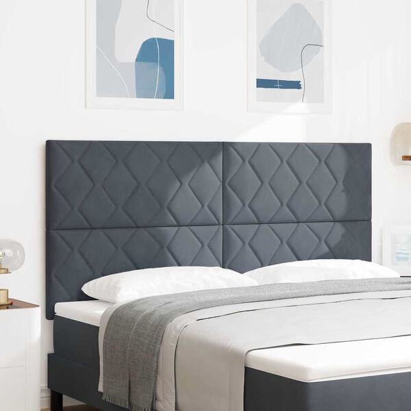 vidaXL Tăblie cap cu headboard Gri &icirc;nchis 180 cm Catifea
