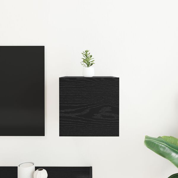 vidaXL Cabinet TV Stejar Negru 30,5 x 30 x 30 cm Lemn compozit