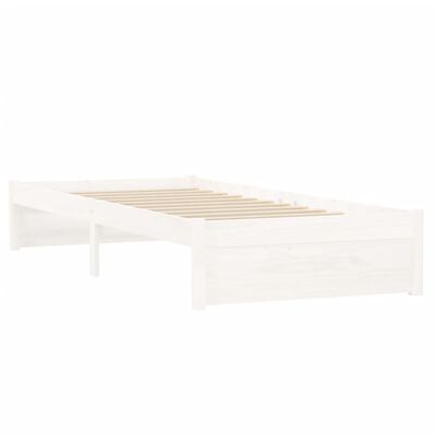 vidaXL Cadru de pat mic single, alb, 75x190 cm, lemn masiv