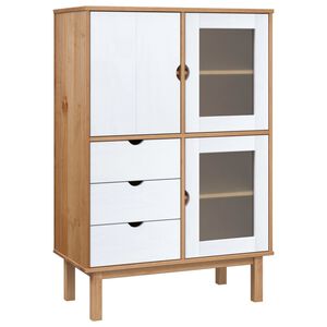 vidaXL Dulap &icirc;nalt OTTA, maro și alb, 85x43x125 cm, lemn masiv de pin