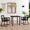 vidaXL Set mobilier de exterior, 3 piese, negru, ratan PVC