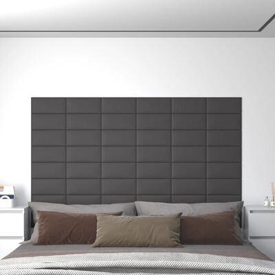 vidaXL Panouri de perete 12 buc. gri, 30x15 cm piele ecologică 0,54 m²