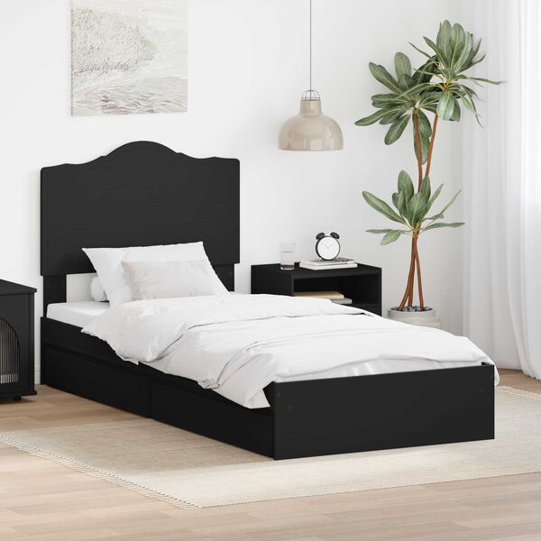 vidaXL Pat cu storage cu headboard Negru 100 x 200 cm Lemn compozit