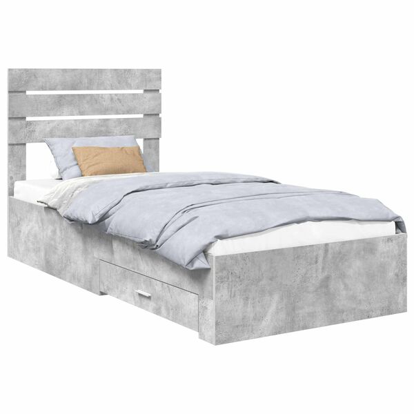 vidaXL Cadru de pat cu sertar cu headboard cu depozitare Lemn compozit