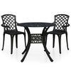 vidaXL Set mobilier bistro, 3 piese, negru, aluminiu turnat