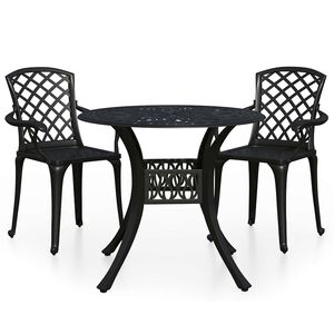 vidaXL Set mobilier bistro, 3 piese, negru, aluminiu turnat
