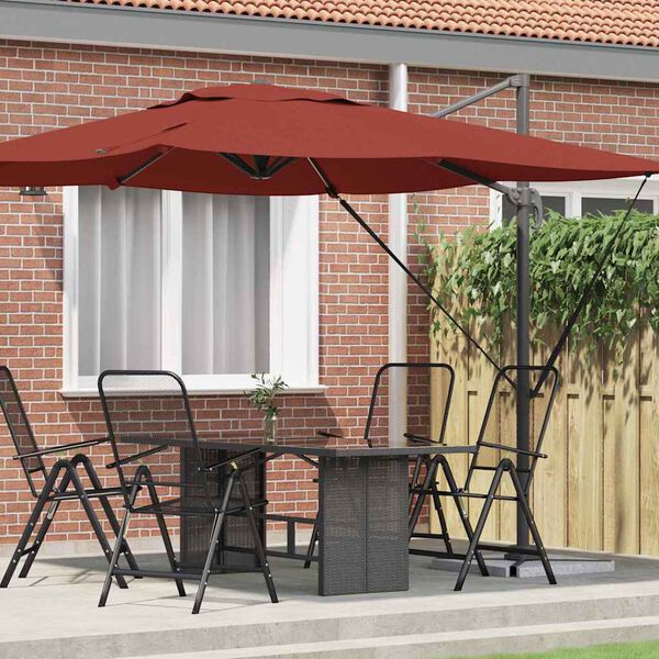 vidaXL Parasol Roma Roșu 286 x 284 x 265 cm Aluminiu și poliester