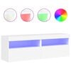 vidaXL Comode TV de perete cu lumini LED, 2 buc., alb, 60x30x40 cm