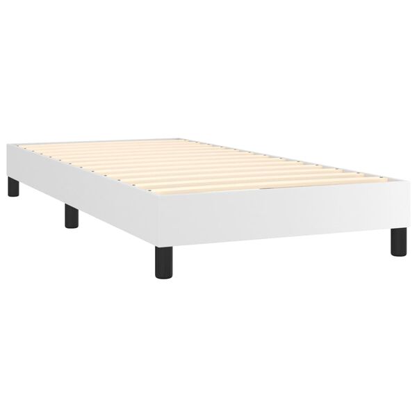 vidaXL Pat box spring cu saltea, alb, 80x200 cm, piele ecologică