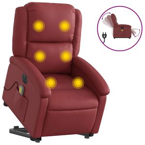 vidaXL Fotoliu electric masaj rabatabil cu ridicare, roșu vin
