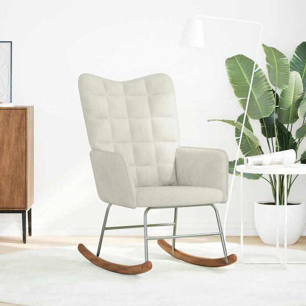 vidaXL Scaun balansoar, crem, catifea