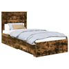 vidaXL Cadru de pat Stejar fumuriu 90 x 190 cm Lemn prelucrat