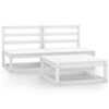 vidaXL Set mobilier de grădină, 3 piese, alb, lemn masiv de pin