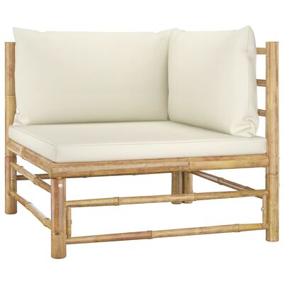 vidaXL Set mobilier de grădină cu perne alb crem, 12 piese, bambus
