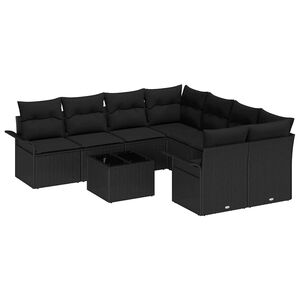 vidaXL Set de canapele pentru grădină 9 pcs Negru Rattan poli