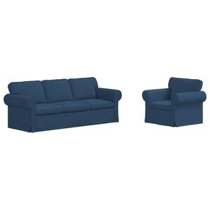 vidaXL Set de canapea 2 pcs albastru 215 x 82 x 80 cm țesătură