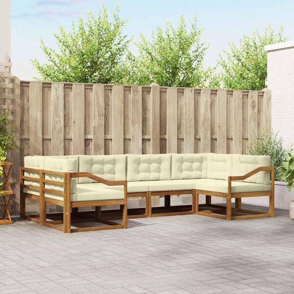 vidaXL Set de canapele de exterior cu pernă 6 pcs Natural și Crem