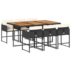 vidaXL Set mobilier de grădină cu perne, 7 piese, negru, poliratan