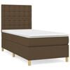 vidaXL Pat box spring cu saltea, maro &icirc;nchis, 80x200 cm, textil