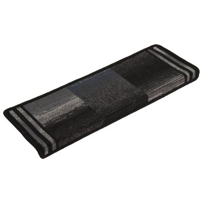 vidaXL Covorașe scări autoadezive, 15 buc., negru și gri, 65x21x4 cm