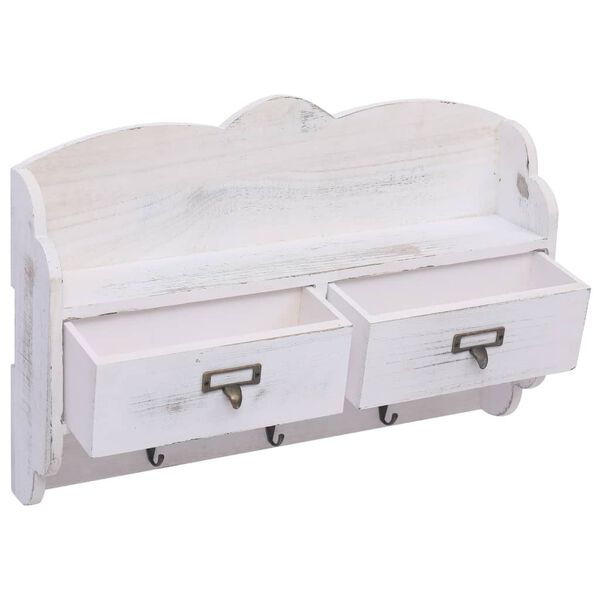 vidaXL Cuier de perete, alb, 50 x 10 x 34 cm, lemn