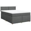 vidaXL Pat box spring cu saltea, gri &icirc;nchis, 140x190 cm, textil