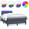 vidaXL Pat cu arcuri cu saltea și LED, gri &icirc;nchis, 120x210 cm, catifea