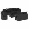 vidaXL Set mobilier de grădină cu perne, 9 piese, negru, poliratan