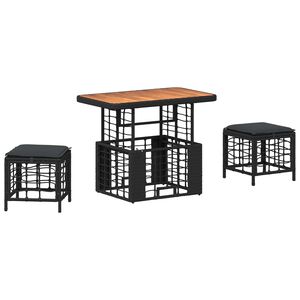 vidaXL Set de masă pentru grădină cu pernă 3 pcs Negru și Gri