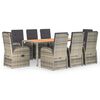 vidaXL Set mobilier grădină cu perne, 9 piese, gri, poliratan