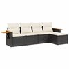 vidaXL Set mobilier de grădină cu perne, 5 piese, negru, poliratan
